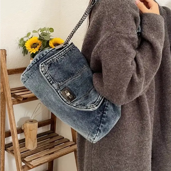 NEW❤️Denim Shoulder Bag - Picture 1 of 16